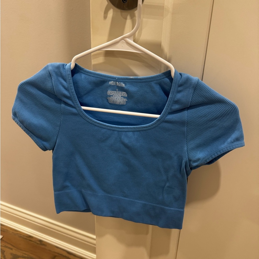 Wild Fable Blue Ribbed Crop Top
